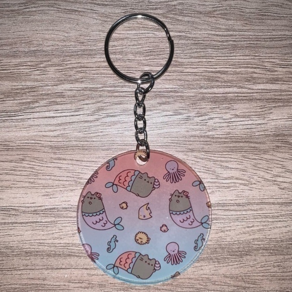 Pusheen mermaid ombré keychain purse charm new